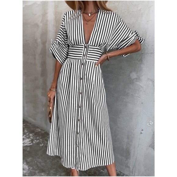 Bellanblue Dresses & Skirts - BellanBlue Black and White Striped Maxi Dress